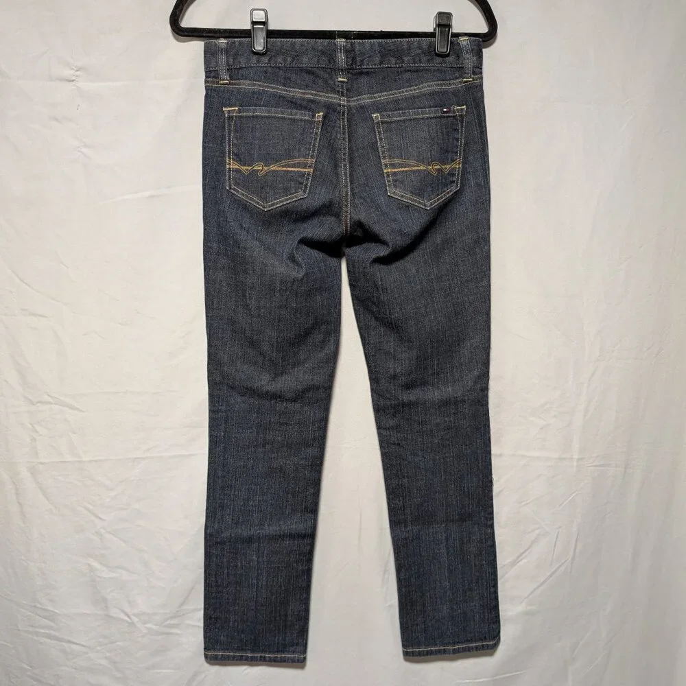 Tommy Hilfiger‎ Dark Wash Straight Leg Jeans Classic Denim Preppy Size 4 Short
